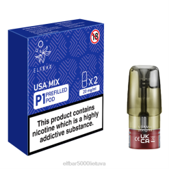ELFBAR Mate 500 P1 iš anksto užpildytos ankštys (2 pakuotės) - JAV mišinys Elf Bar Kaina J4H2166